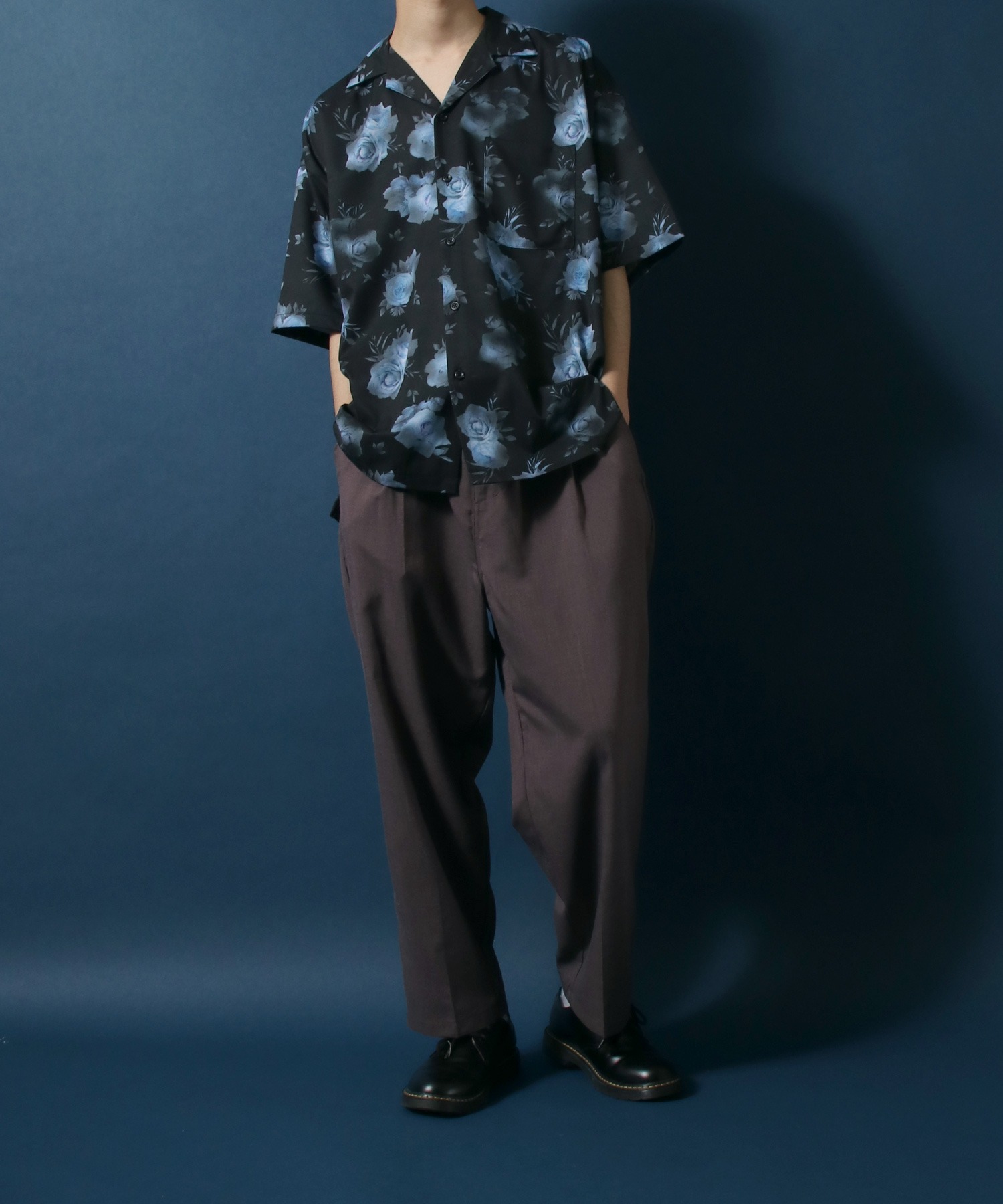 ANPAS】Total Pattern Print Oversized Open Collar Shirt/オーバー