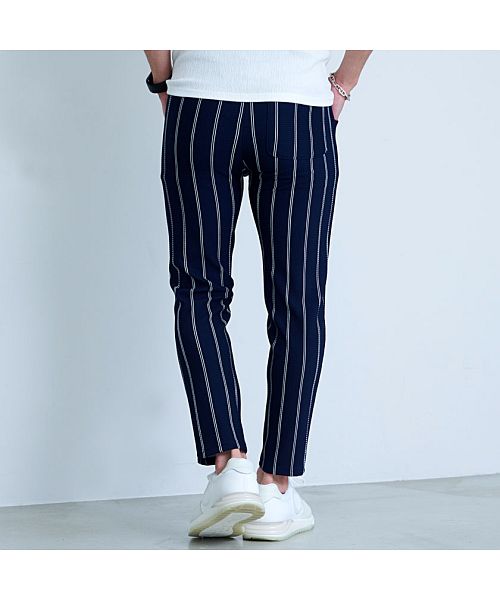 キャバリア CavariA CavariA ストライプ柄ストレッチアンクル