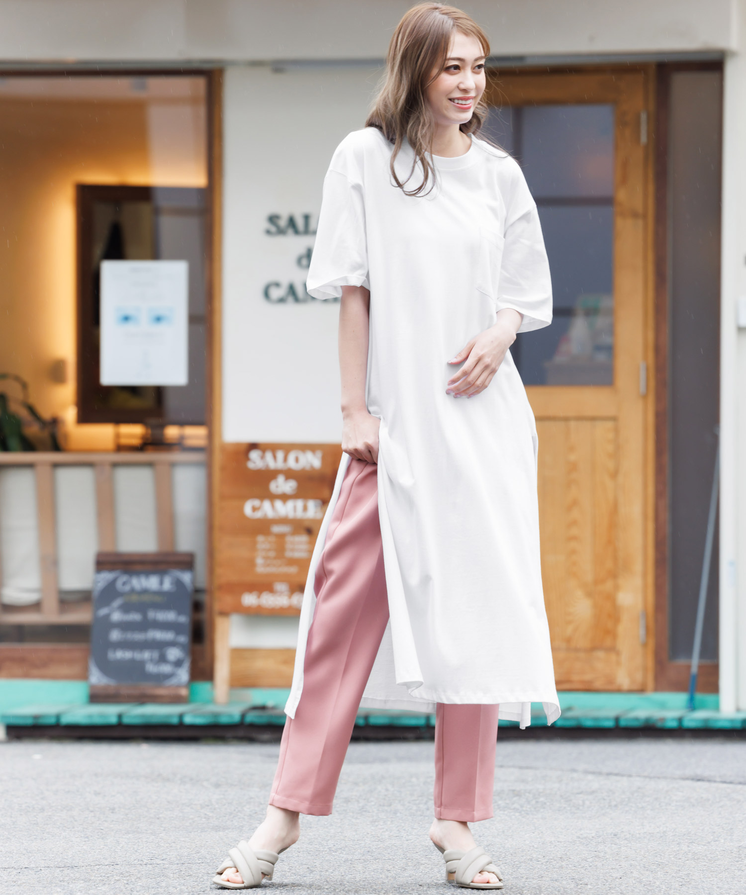 ダメージ有り】sacai サイドスリット シャツワンピース 2サイズ
