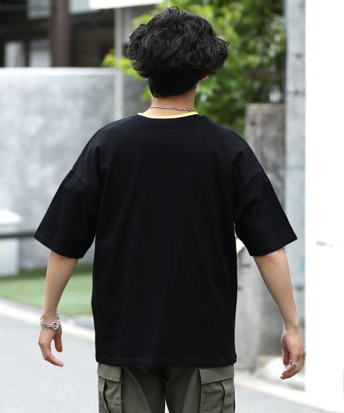 セール ラインリブフェルト刺繍tシャツ Tシャツ メンズ おしゃれ ティーシャツ 半袖 カットソー トップス クルーネック ビッグシルエット オーバーサイズ ジギーズショップ Jiggys Shop D Fashion