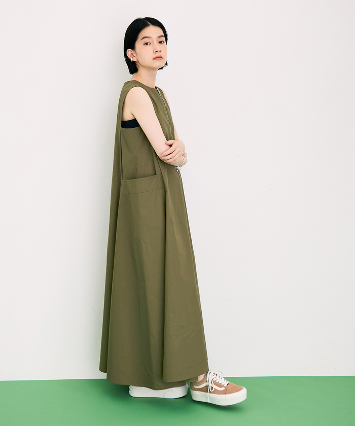 大人女性の サステナブル】フロントジップフレアワンピース(504713633 ワンピース
