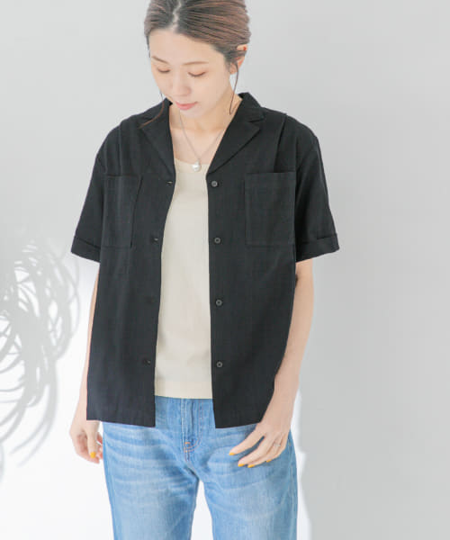 セール 40%OFF】リネンライクコットンオープンカラーシャツ