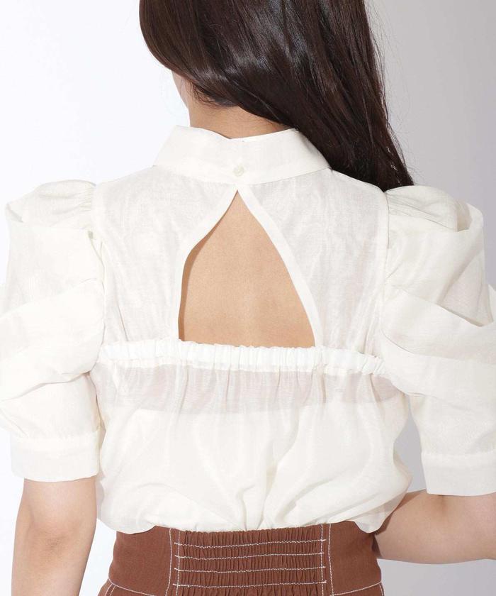 EXCENTRIQUE ボウタイ付き 半袖 シフォンブラウス エクサントリーク レースレディース Lace Ladies ボウタイ付き半袖シフォン