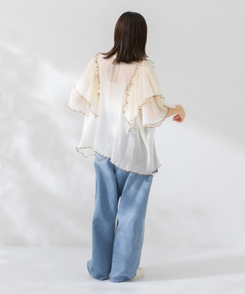 クーポン】【セール 20%OFF】フリルスリーブプリーツチュニック