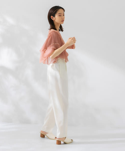 クーポン】【セール 20%OFF】フリルスリーブプリーツチュニック