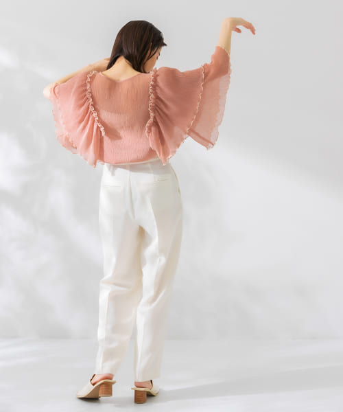 クーポン】【セール 20%OFF】フリルスリーブプリーツチュニック