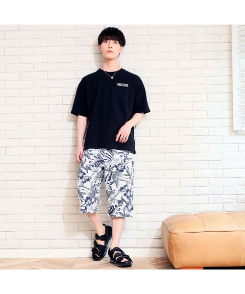 セール 接触冷感 ショートパンツ メンズ ステテコ ガウチョパンツ ハーフパンツ リラックスパンツ ワイド レーヨン 総柄 無地 イージーパンツ 部屋着 トップイズム Topism D Fashion