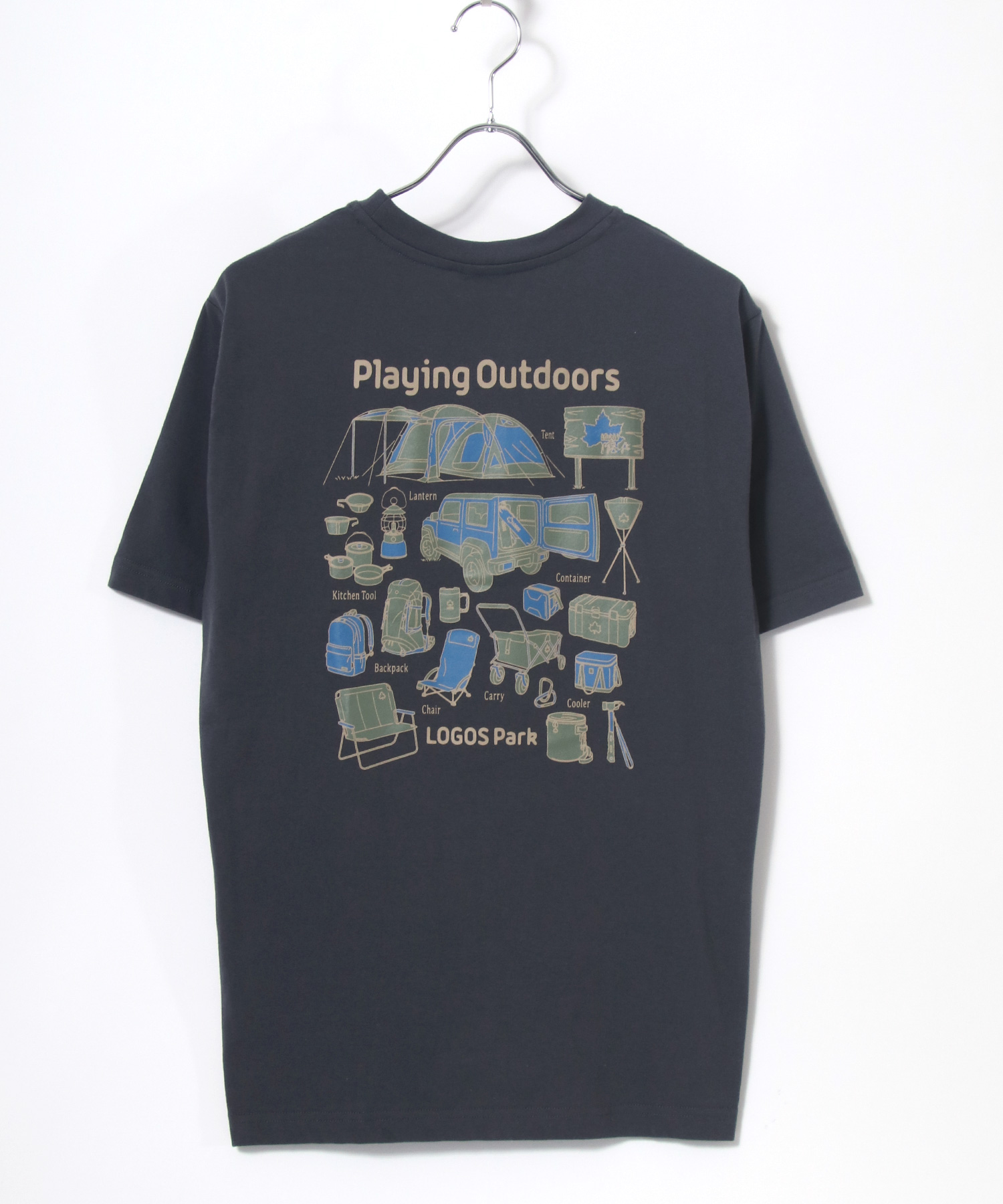 LOGOS】ロゴス アウトドアイラスト バック プリント Tシャツ