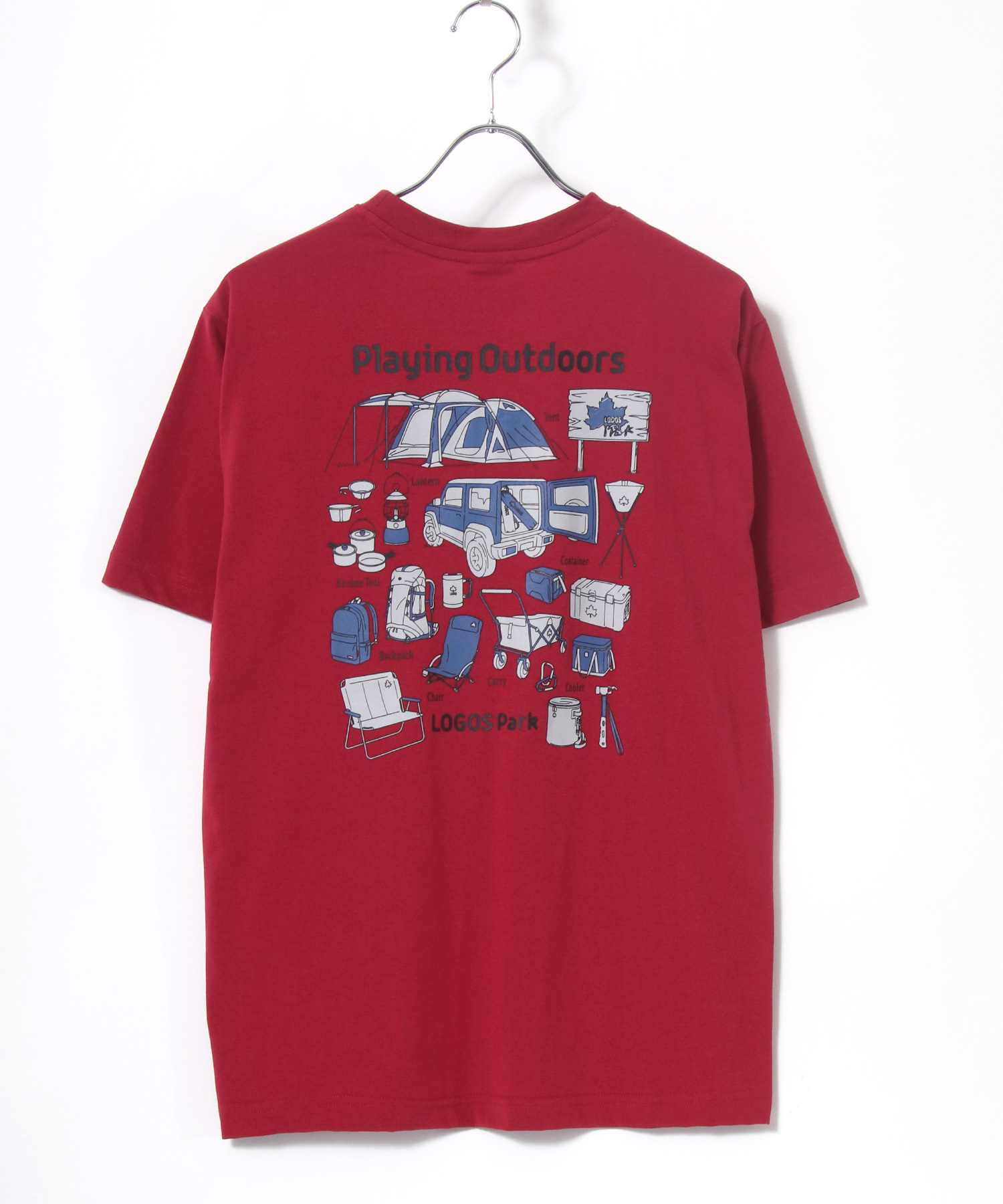LOGOS】ロゴス アウトドアイラスト バック プリント Tシャツ