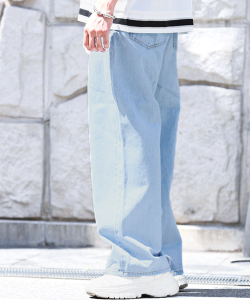 FLATLUX ストリートデニム ラグスタイル LUXSTYLE 極太ワイドストレートデニムパンツ