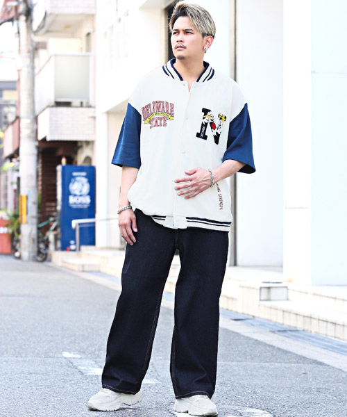 ラグスタイル LUXSTYLE 極太ワイドストレートデニムパンツ