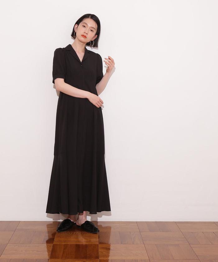 【美品・2024年製】ソイル　リネン開襟シャツワンピース　ギンガムチェック　白黒 美品・2024年製】ソイル リネン開襟シャツワンピース ギンガム