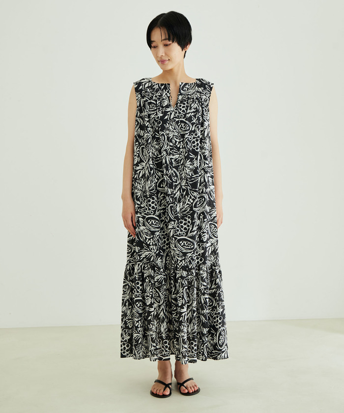 サロンアダムエロペ　　ノースリーブワンピース【GENTLE SILK】 SALON adam et rope'｜[25SS]GENTLE SILKノースリーブワンピース