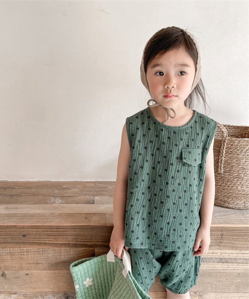 aimoha－KIDS－ 韓国子供服 ドット柄トップスショートパンツセットアップ(504738291) aimoha（アイモハ）(aimoha)  d fashion