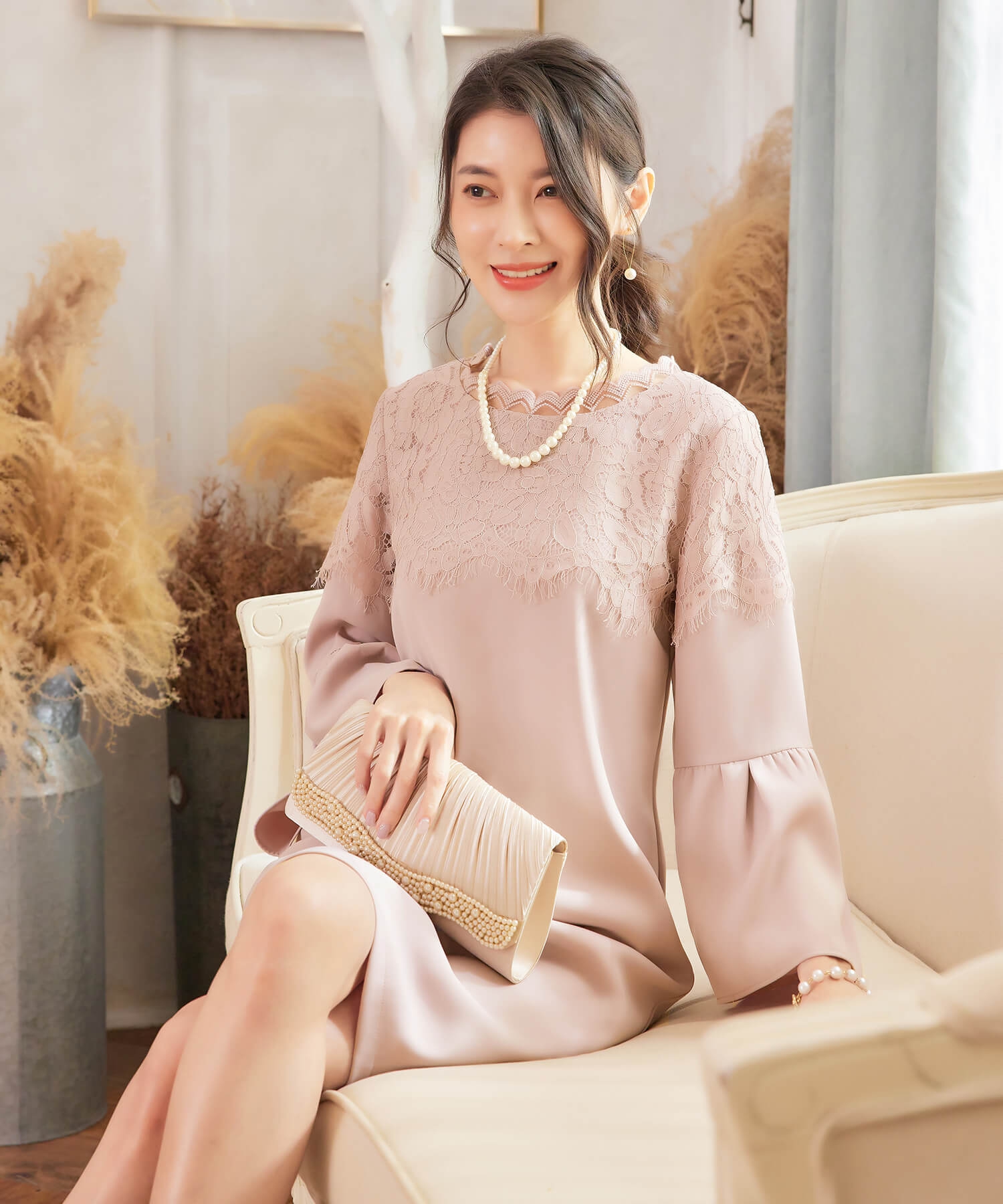 セール】ドレスプラス DRESS+ 胸元レースデザインパーティー