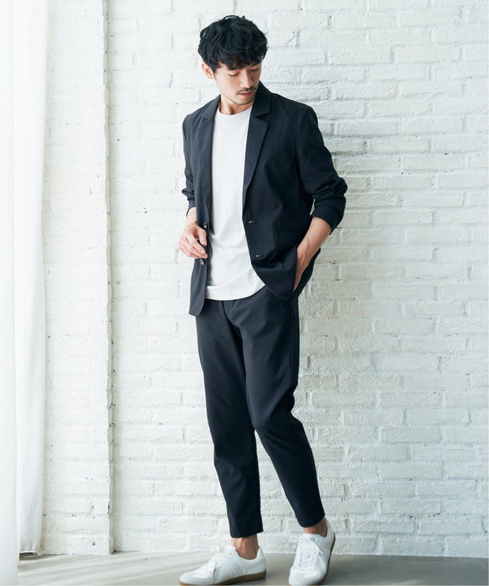 ÉDIFICE ネイビー RIRANCHAアンクルテーパードスラックス L ÉDIFICE ネイビー RIRANCHAアンクルテーパードスラックス L