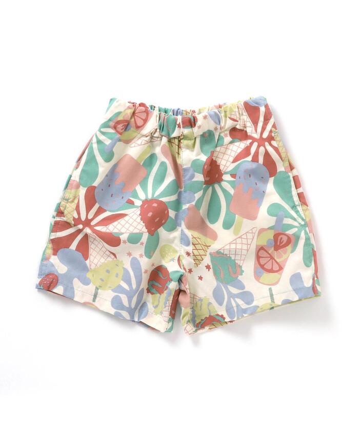 クーポン】【セール 22%OFF】アイス総柄ハーフパンツ 4分丈