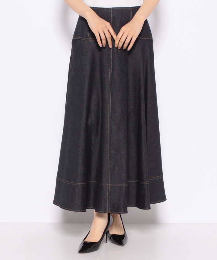 セール 40%OFF】デニムライクロングフレア スカート(504683725