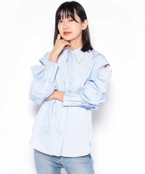 セール 40%OFF】【every very nice claup】 肩あきボリュームスリーブシャツ(504738486) ナイスクラップ アウトレット(NICE CLAUP OUTLET) d fashion every very nice claup 肩あきボリュームスリーブシャツ