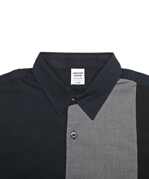 セール15%OFF】異素材ブロック切替半袖シャツ/半袖シャツ メンズ 