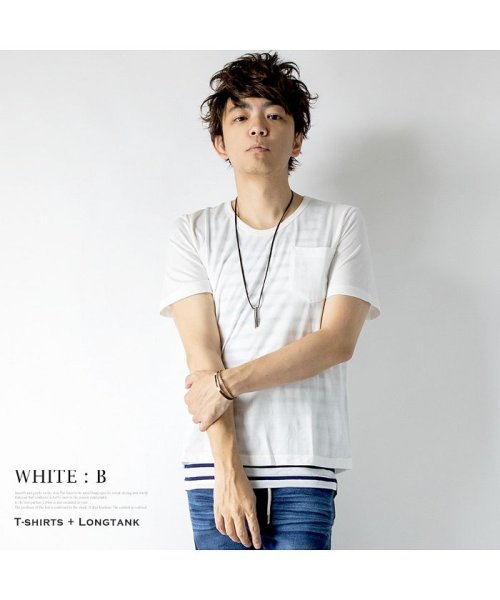 Tシャツ メンズ アンサンブル 2枚セット タンクトップ付き 半袖tシャツ 小さめ ボーダー 全6色 Geneless Geneless D Fashion