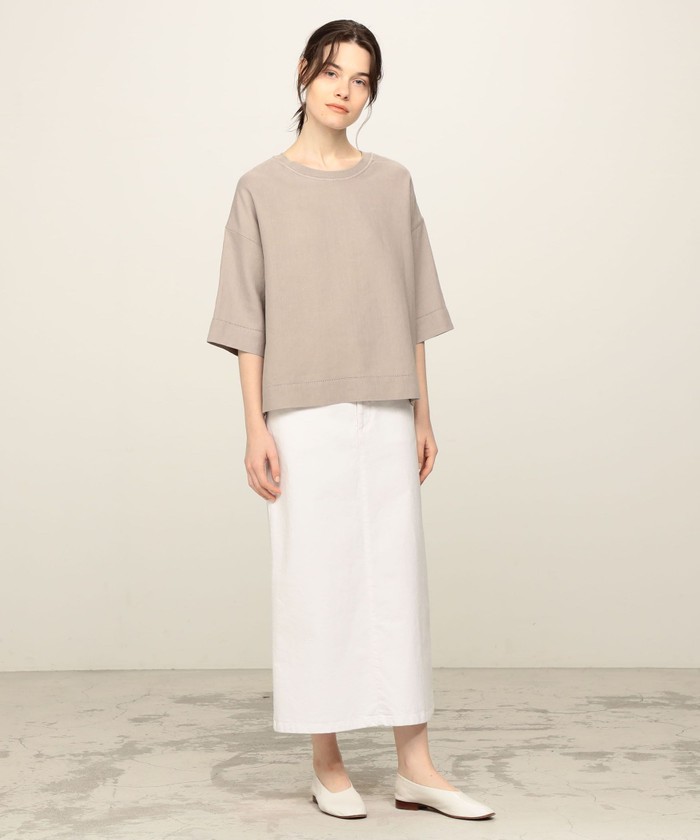 【GALERIE VIE】リブコンビフレンチリネン ワイドシャツ リブコンビフレンチリネン ワイドシャツ（シャツ/ブラウス