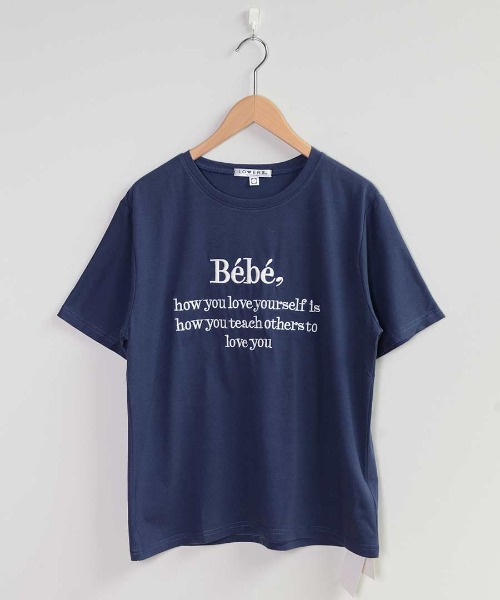 Bebeロゴ刺繍 Tシャツ ma 【即納】 トップス 半袖 カットソー ロゴ