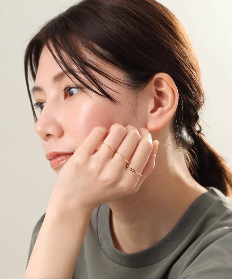 COCOSHNIK ダイヤモンド バゲットカット　ピンキーリング　美品 K10ダイヤモンド バゲットカット ピンキーリング（リング