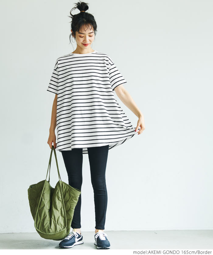 45R Aライン フレア コットン Tシャツ セール】シルキーコットンAラインフレアTシャツ(504667033