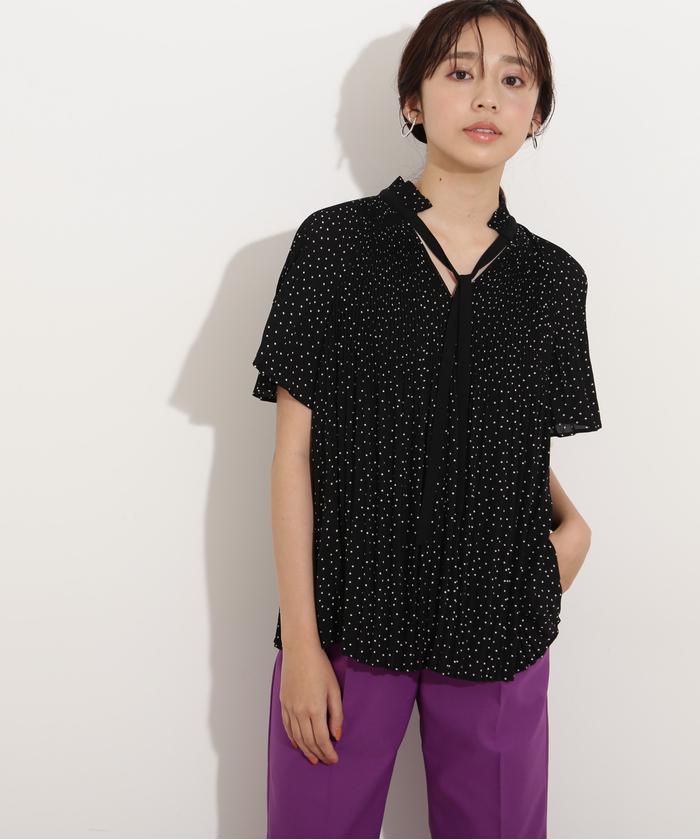 セール 50%OFF】バイカラーボウプリーツブラウス(504758779
