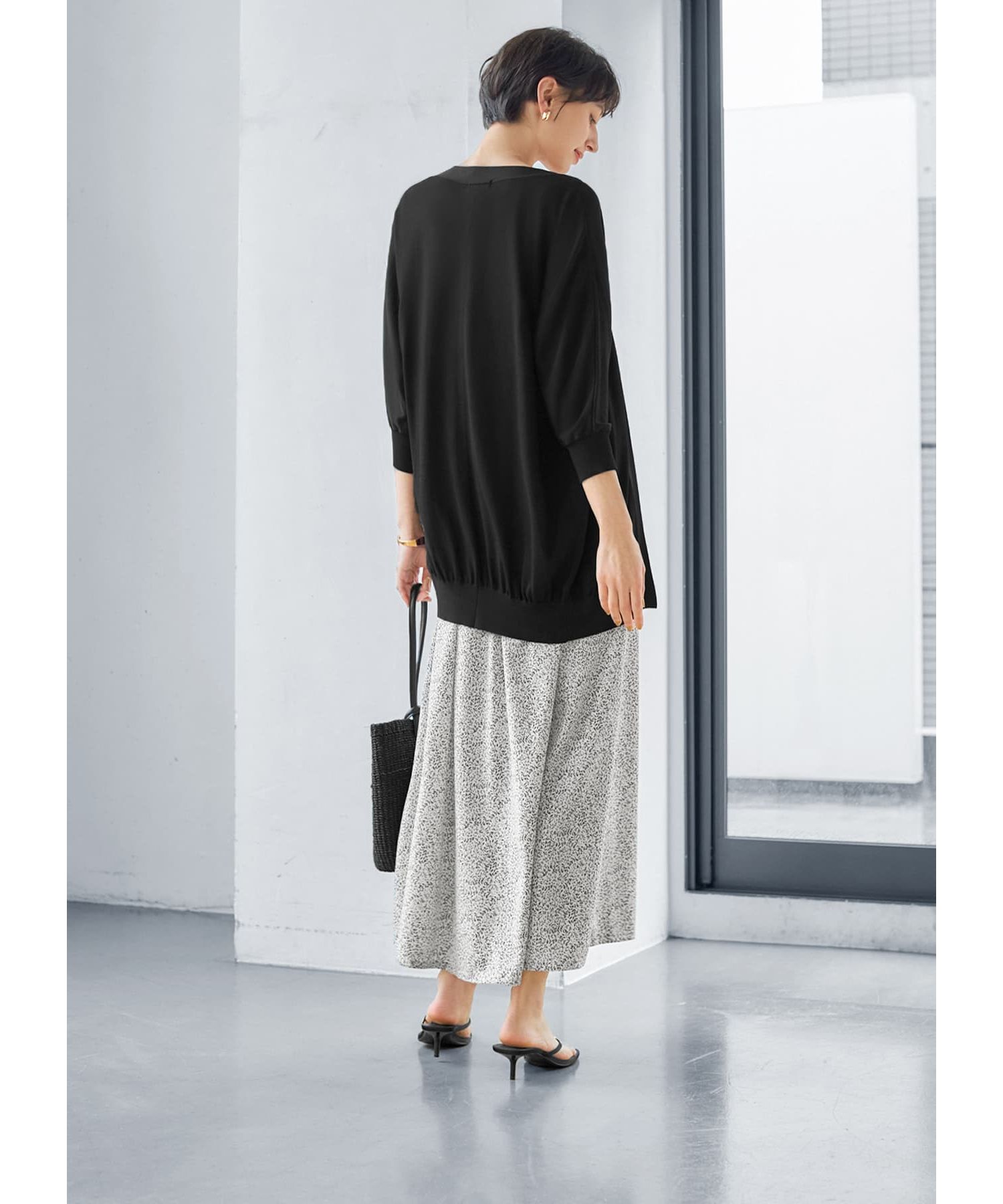 STYLE DELI - 新品タグ付き　ドライタッチミドル丈オープンカーディガン　ブラック スタイルデリ STYLE DELI ドライタッチミドル丈オープン