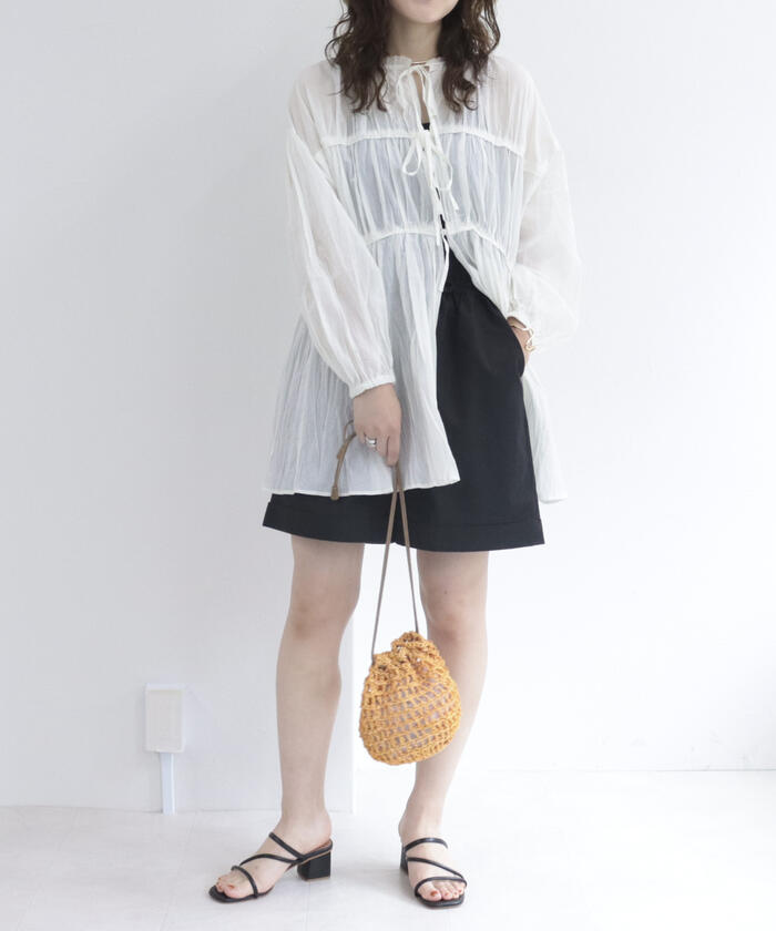 美品✨プープレ スワンシュープリントブラウス コーデュロイ
