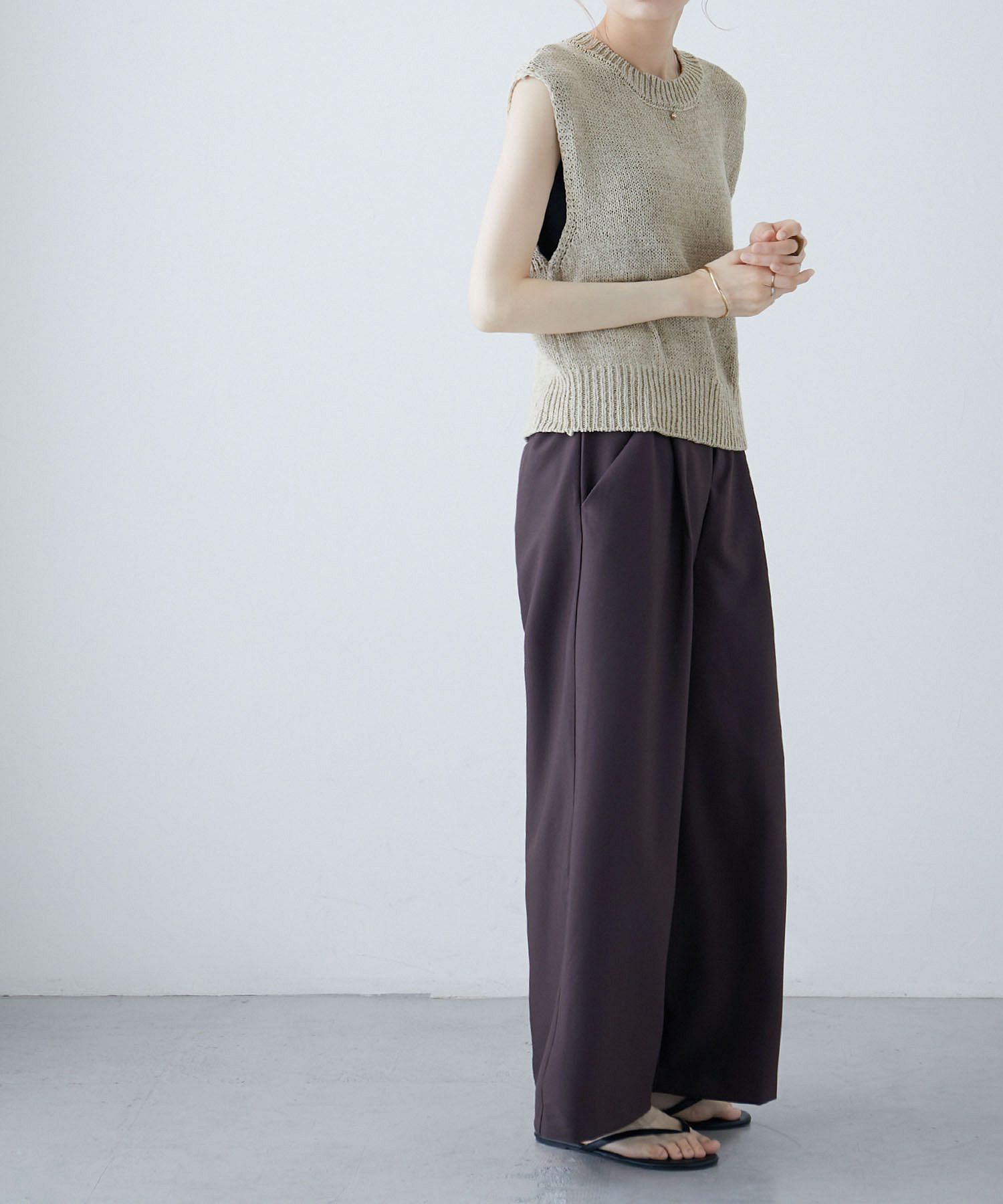 ニット セーター ペーパーテープヤーン　タンクトップ レディース anuans｜テープヤーンニットタンクトップ | Rakuten Fashion