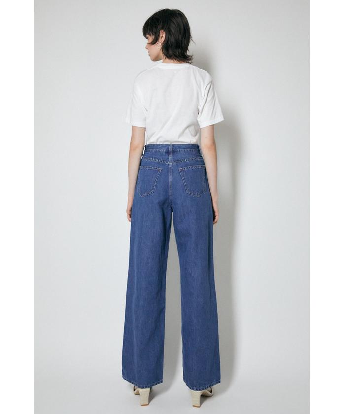 新品タグ付き MOUSSY コットン リネン ワイド デニムパンツ 濃紺 W25 セール】COTTON LINEN WIDE STRAIGHT(504771723) | マウジー