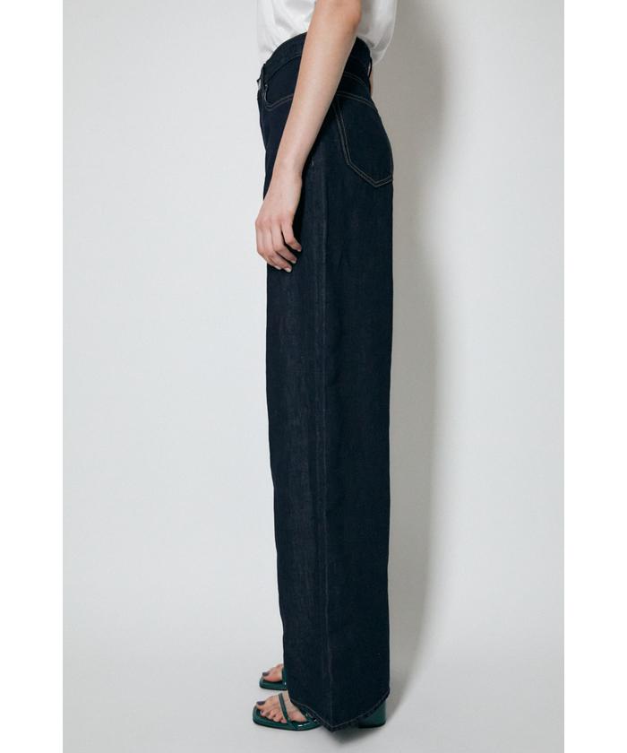 新品タグ付き MOUSSY コットン リネン ワイド デニムパンツ 濃紺 W25 新品タグ付き MOUSSY コットン リネン ワイド デニムパンツ 濃紺