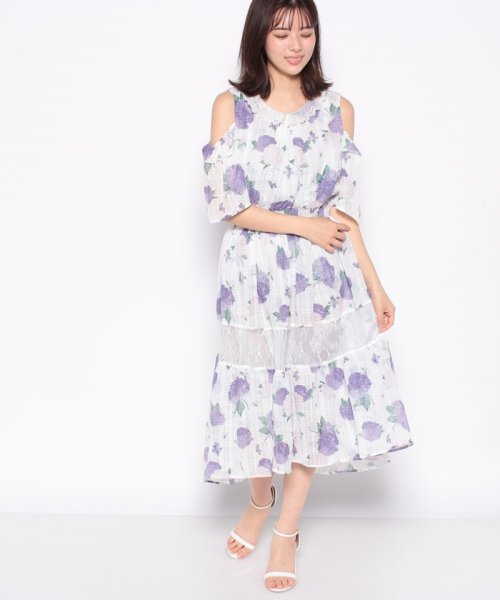 紫陽花柄ロングワンピース アクシーズファム Axes Femme D Fashion