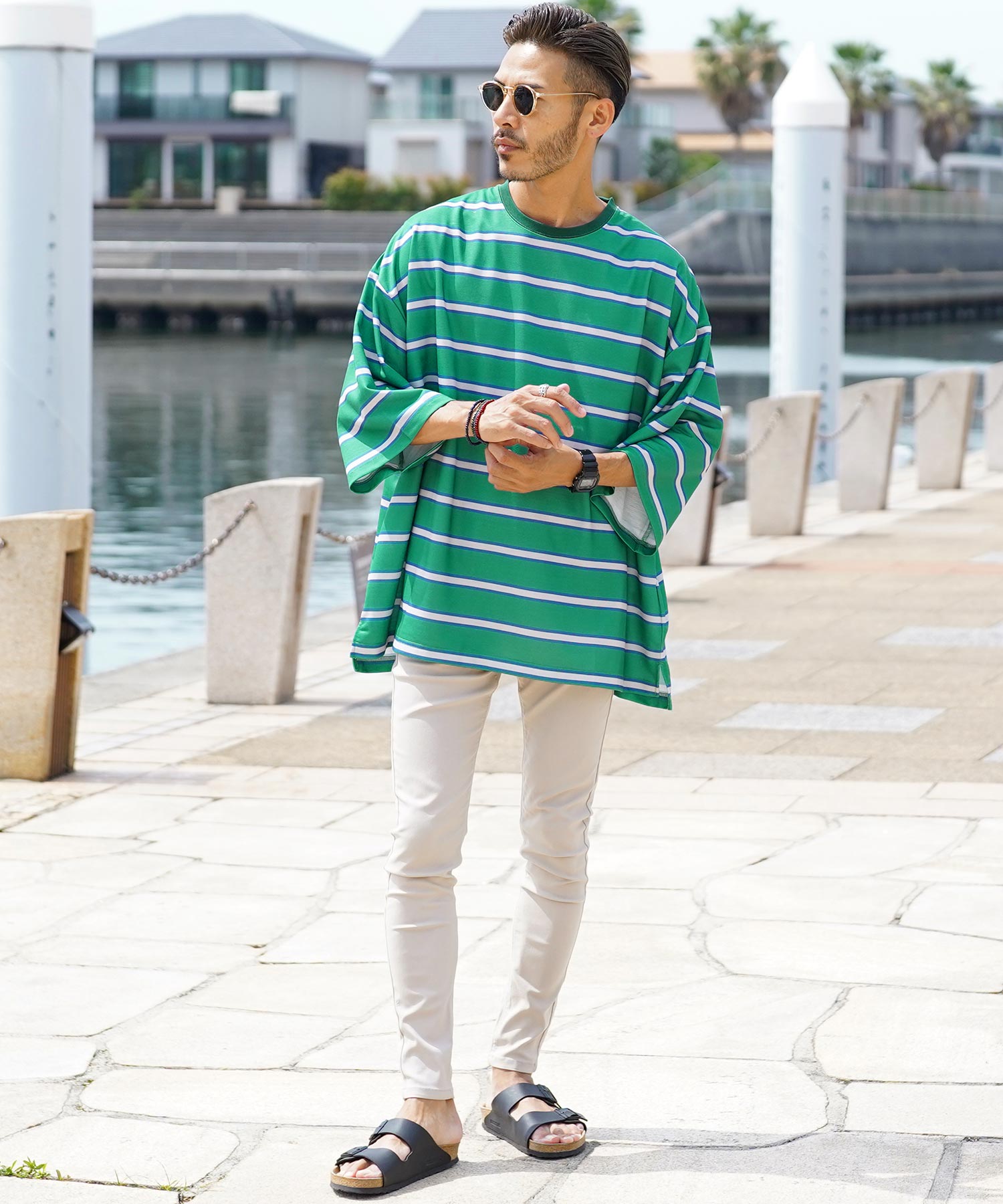 ジギーズショップ JIGGYS SHOP ミニ裏毛プリントボーダーTシャツ