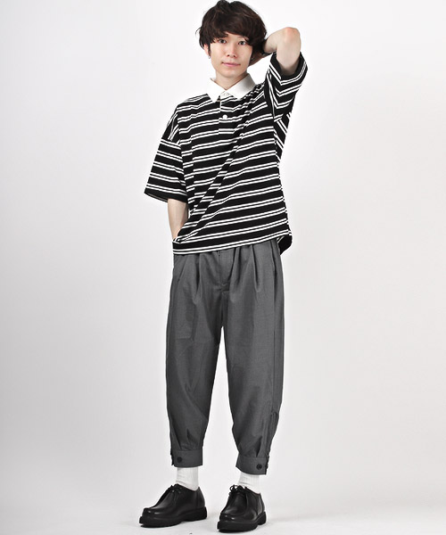 ラグスタイル LUXSTYLE 裾カフス付きイージーサルエルパンツ