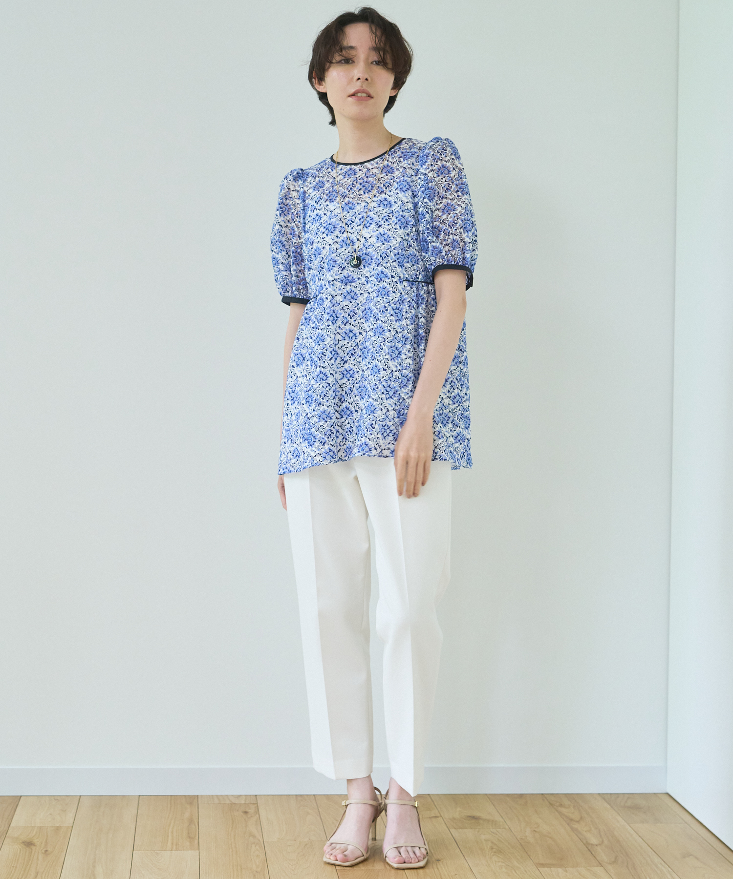 美品 ANAYI アナイ オパールクロスプリントブラウス ANAYI オパールクロスプリントブラウス