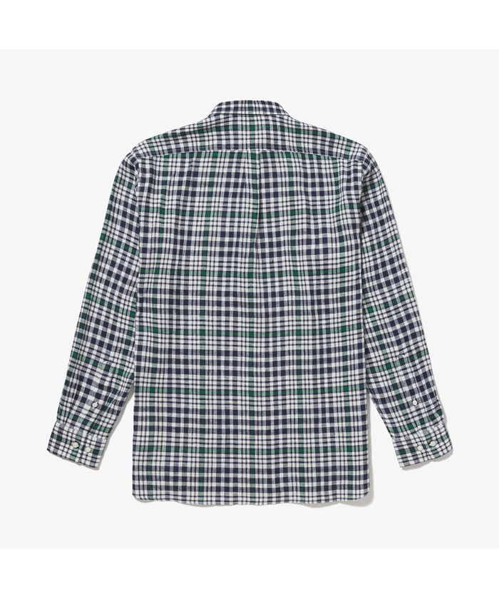 セール】ラコステ LACOSTE リネンチェックボタンダウンシャツ