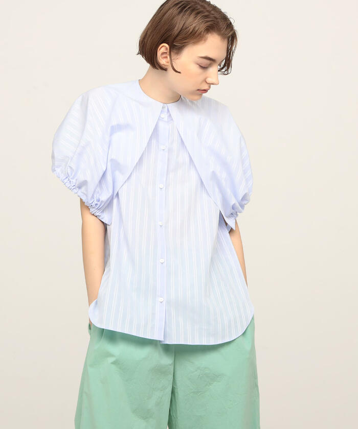 セール 40%OFF】コットン ケープカラーブラウス(504776985 セール 40%OFF】コットン ケープカラーブラウス(504776985
