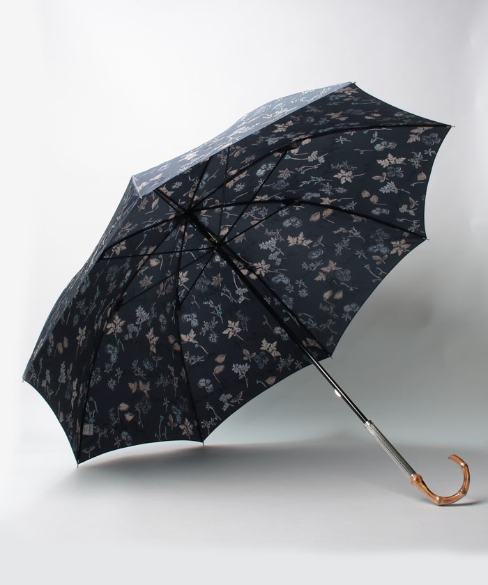新品 ジルスチュアートボタニカル総柄 箔文字プリント長傘 雨傘 紺 ジルスチュアート ボタニカル箔文字プリント長傘 / AURORA