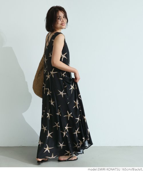 ヒトデ柄 前後2wayロングワンピース コカ Coca D Fashion
