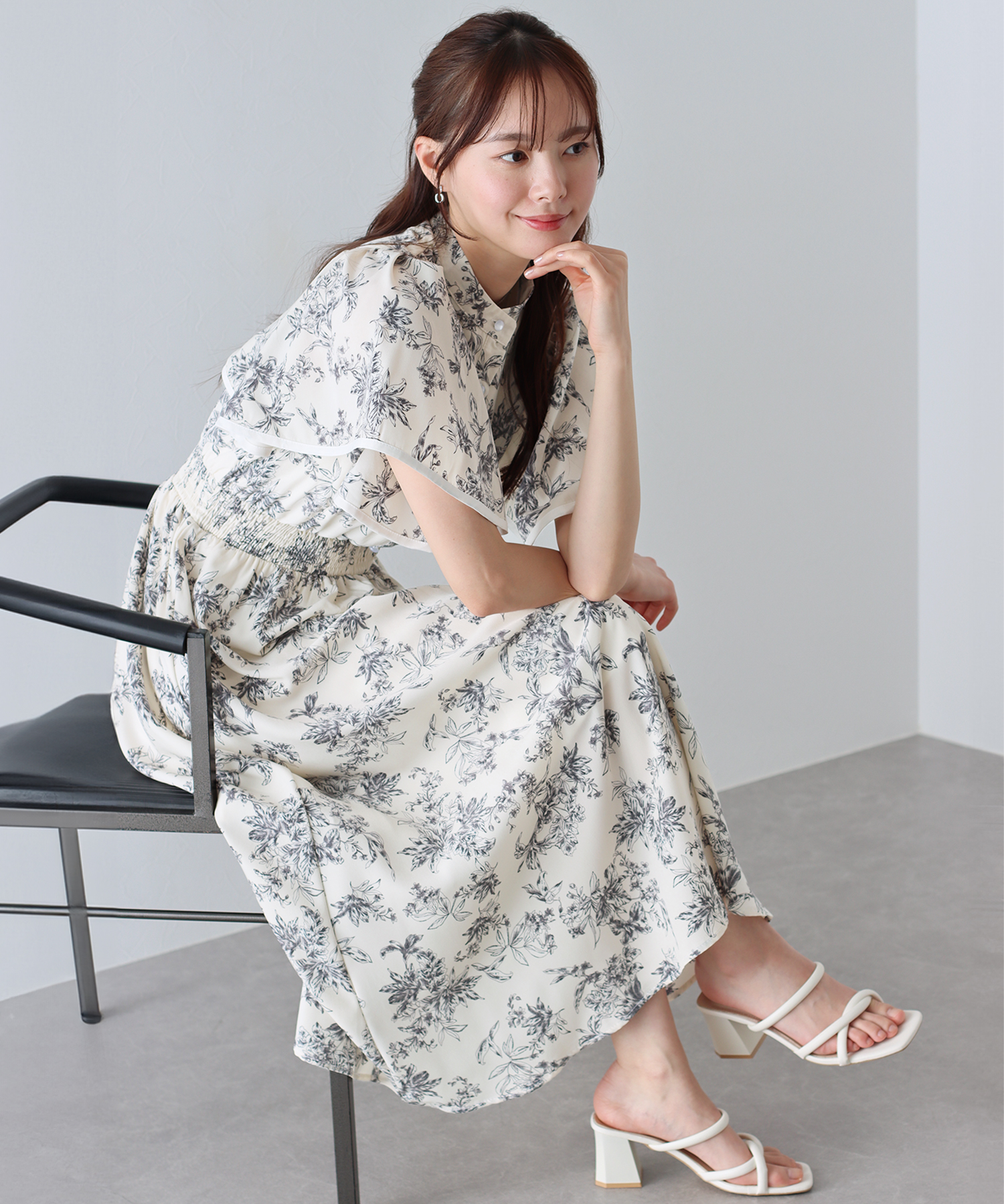 オブリ 2024aw トワルドジュイワンピース ティアードワンピース ブルー オブリ 2024aw トワルドジュイワンピース ティアードワンピース