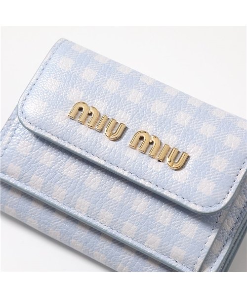 セール40 Off Miumiu ミュウミュウ 三つ折り財布 Madras マドラス 5mh021 54v レディース レザー ギンガムチェック ミニ財布 豆財布 小銭入れ付き ミュウミュウ Miumiu D Fashion