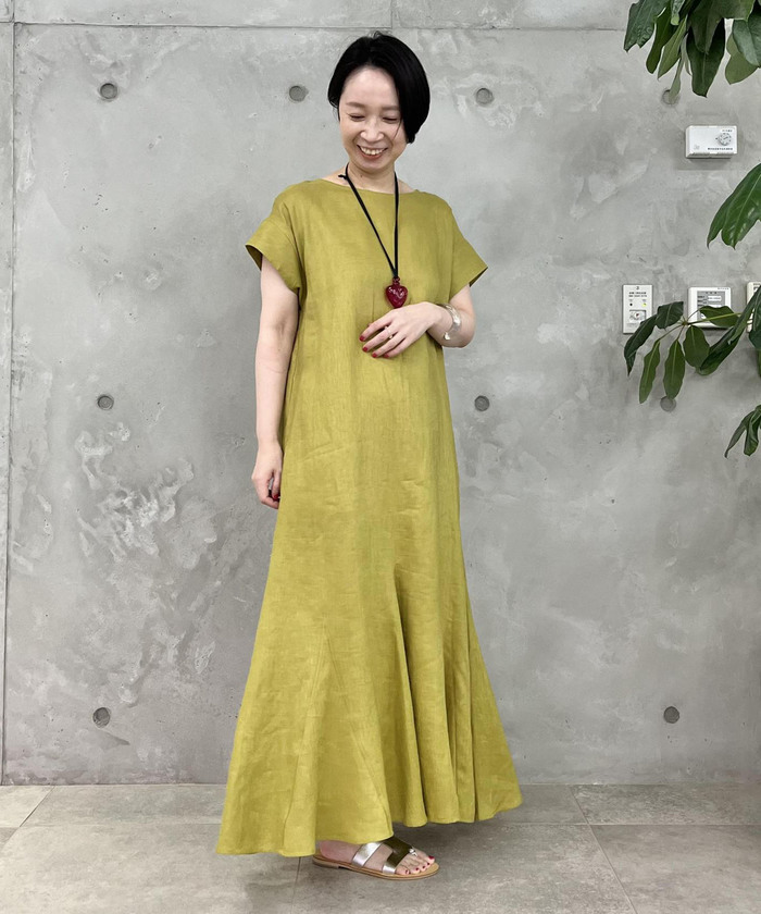 セール 40%OFF】【洗える】リネンフレンチスリーブマーメイド