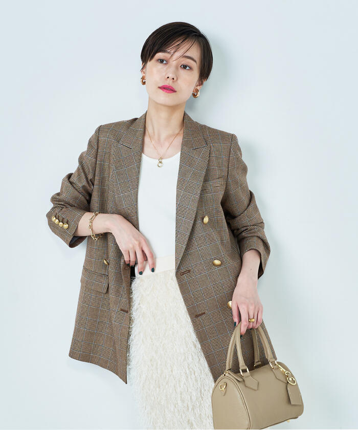 【専用】NOLLEY'S sophi スラブタフタノーカラーベルテッドコート36 グレンチェックダブルジャケット(504773796) | ノーリーズ