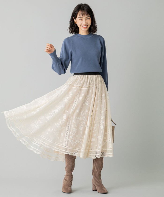 激安単価で セール】【マガジン掲載】サーキュラーレース フレアスカート スカート