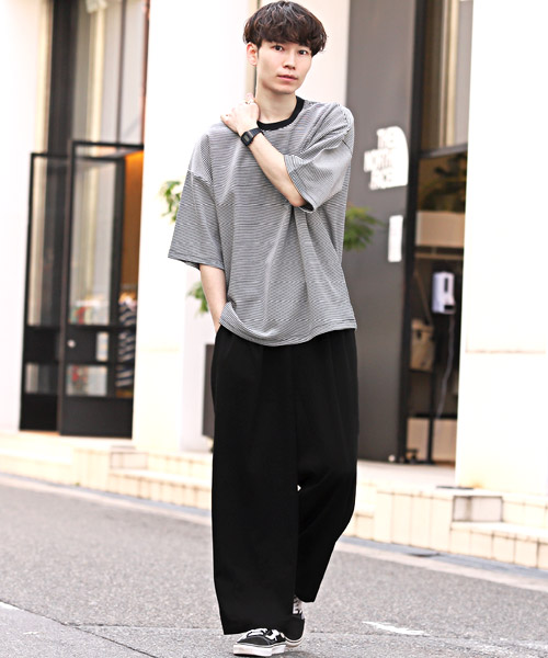 ラグスタイル LUXSTYLE 梨地ツータックワイドパンツ/ワイド