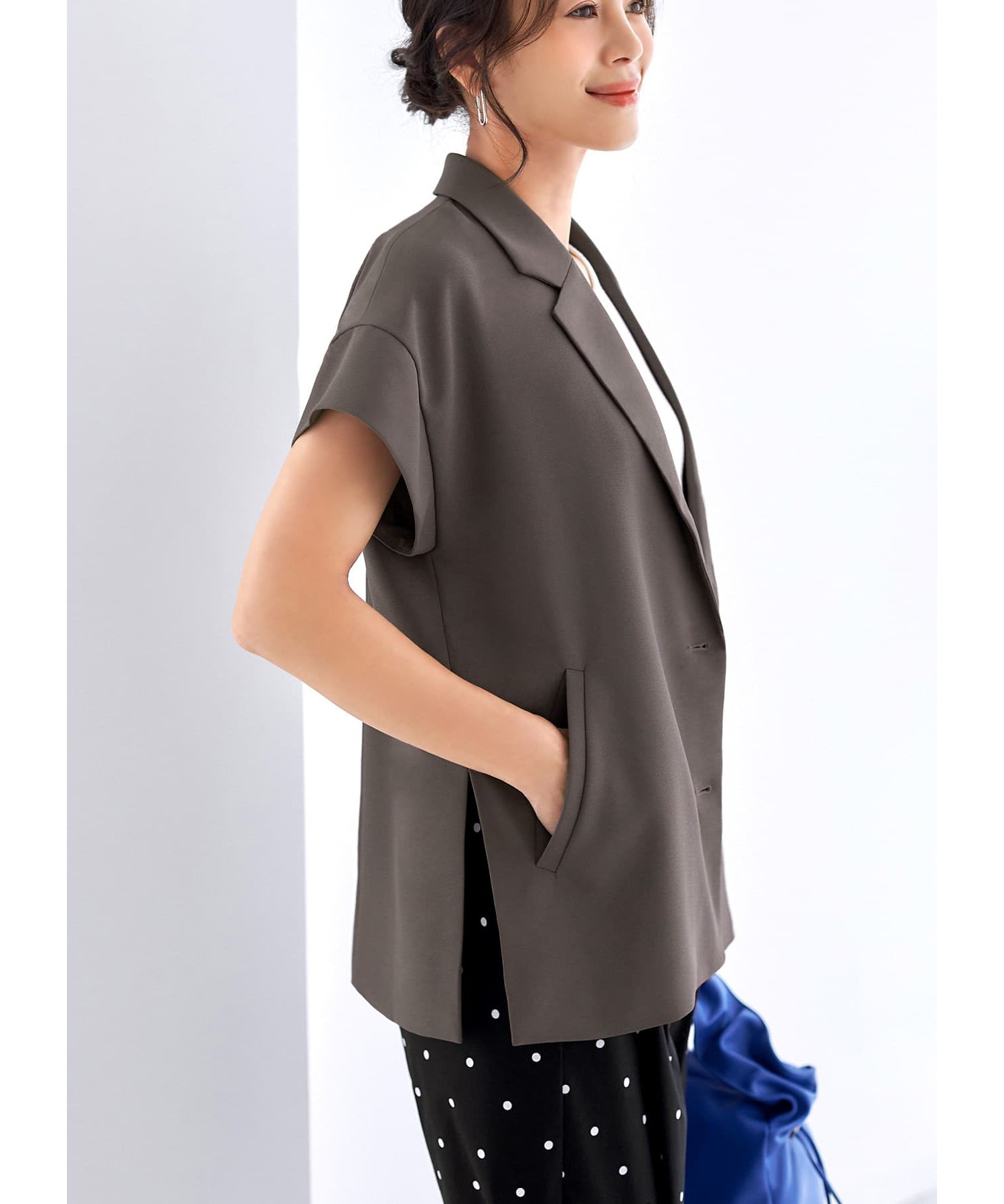 注目ショップ・ブランドのギフト スタイルデリ STYLE 半袖ジョーゼットジャケット(504792383 DELI ジャケット・アウター